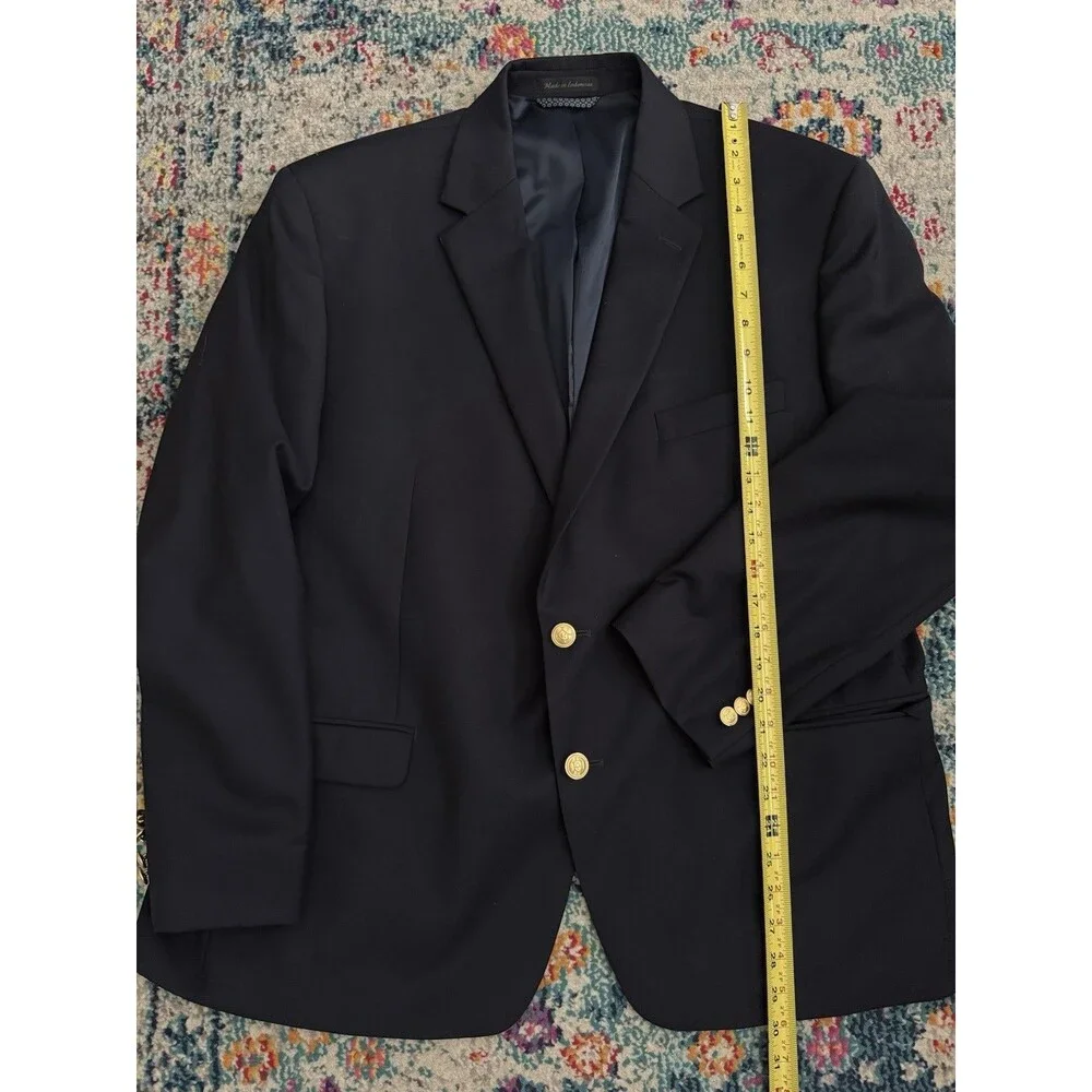 Lauren Ralph Lauren Men’s Navy Blue Blazer Suit Jacket Wool Blend 46S Gold Btn